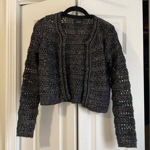 Guess knit black and metallic cropped sweater with chain detailing size XS